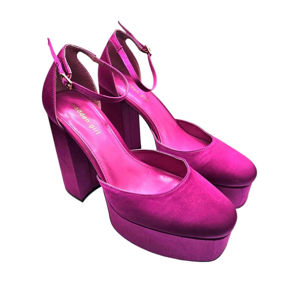 Madden Girl Magenta Pink Satin Dion Platform High Heel Pump - Picture 4 of 11